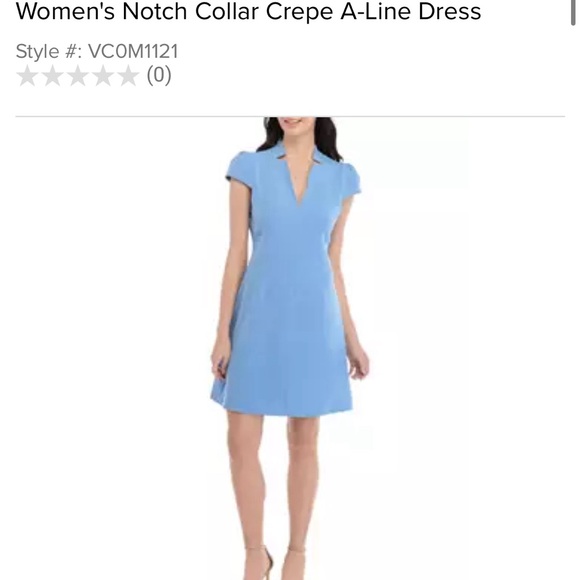 Vince Camuto Size 4 Women's Notch Collar Crepe A-Line Dress Blue - Picture 2 of 8